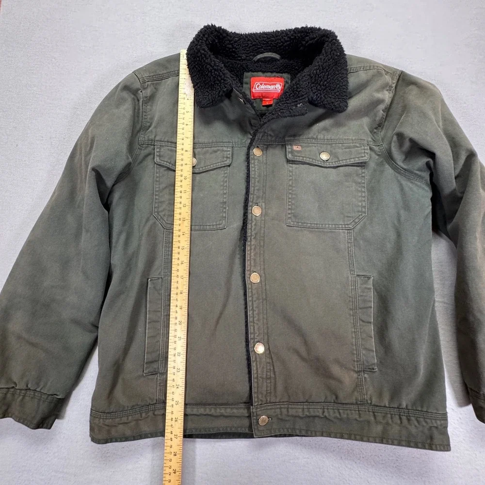 Coleman Mens Sherpa Lined Canvas Workwear Jacket‎ Olive Green Large WPL 12902